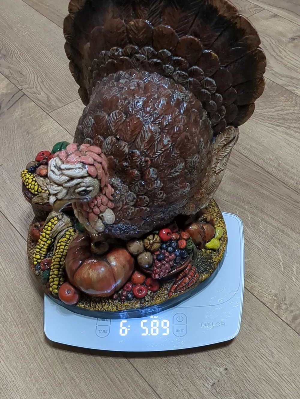 Florentine Art Studio 80's Thanksgiving Turkey Plaster Chalkware Centerpiece 11”
